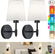 Rechargeable Wall Sconces Set of 2, Black Cordless Battery Operated Sconce with Dimmable LED Bulb and Remote, 13 Colors Wall Lights for Bedroom Living Room Hallway