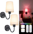 Battery Operated Wall Sconce Set of 2, Rechargeable Wall Sconces with 10000mAh Dimming Magnetic Bulb, Wireless Battery Powered Wall Lights with Pleated for Bedroom Living Room Gallery Hallway,Black