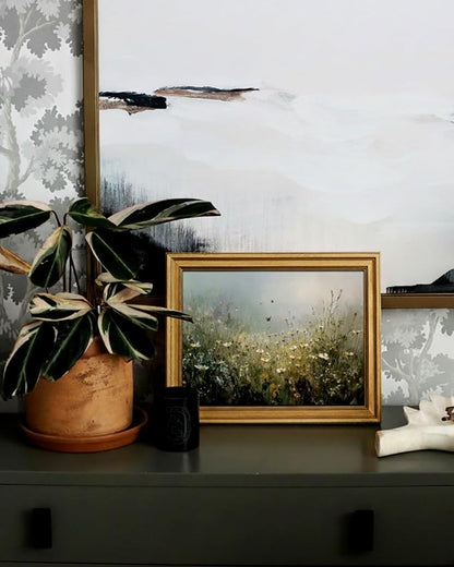 VIYYIEA Gold Framed Art Prints,12x16Inch, Wildflower Floral Vintage Art Painting, Country Spring Landscape Decor for Bedroom Bathroom Dining Room Shelf, Rustic Farmhouse Canvas Picture