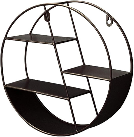 Round Wall Shelf - Circular Wall Shelf | Round Floating Shelves | Wall-Mounted Storage Rack | Floating Shelves Metal Shelf Decoration for Bedroom Living Room Bathroom Kitchen Office