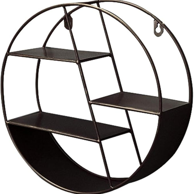 Round Wall Shelf - Circular Wall Shelf | Round Floating Shelves | Wall-Mounted Storage Rack | Floating Shelves Metal Shelf Decoration for Bedroom Living Room Bathroom Kitchen Office