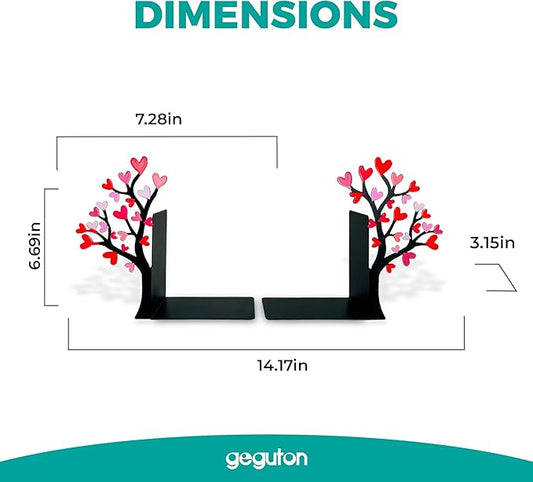 Book Holder Tree with Flowered Heart – Romantic Bookend Tree of Life – Geguton
