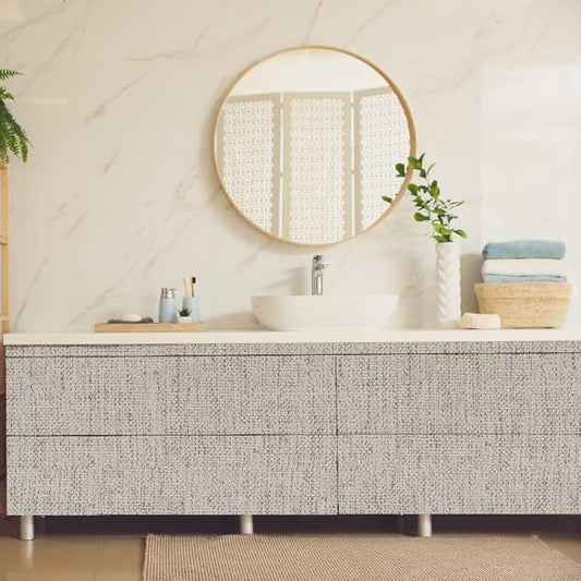 Yancorp Textured Fabric Wallpaper - 16"x120" Faux Grasscloth Peel & Stick Self-Adhesive Removable Wallpaper & Counter Top Liners