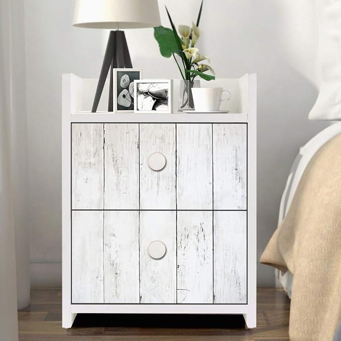 CiCiwind Peel and Stick Wallpaper Wood Contact Paper White Shiplap Wall Paper Peel and Stick Modern Rustic Wood Removable Waterproof Self Adhesive Wallpapers for Cabinets Bedroom Bathroom 78.7