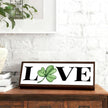 Love Wooden Table Sign, Lucky Clover Home Decor, Shelf Decoration, St. Patrick's Day Themed Decors for Cafe Shop Coffee Bar, Farmhouse Decor for St. Patrick's Day, 9.5x3.1x1 inches