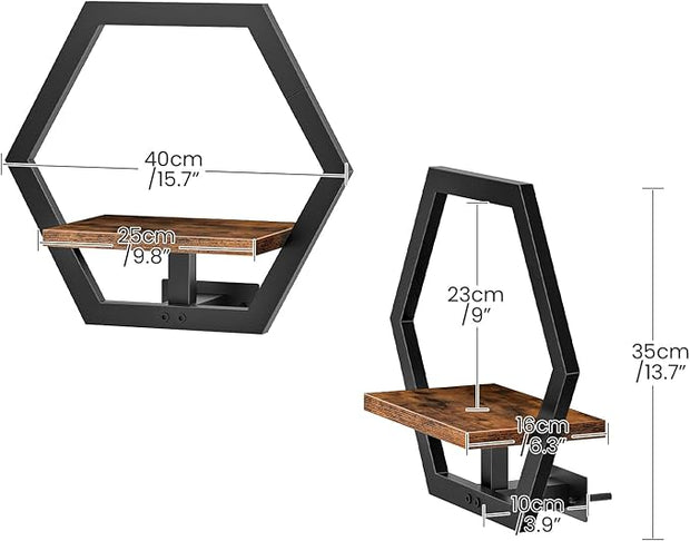 Floating Shelves for Wall, Wall Planters for Indoor Plants Set of 2, Plant Wall Shelf, for Living Room, Bedroom, Kitchen, Home Office, Rustic Brown and Black TBJ40P2BF