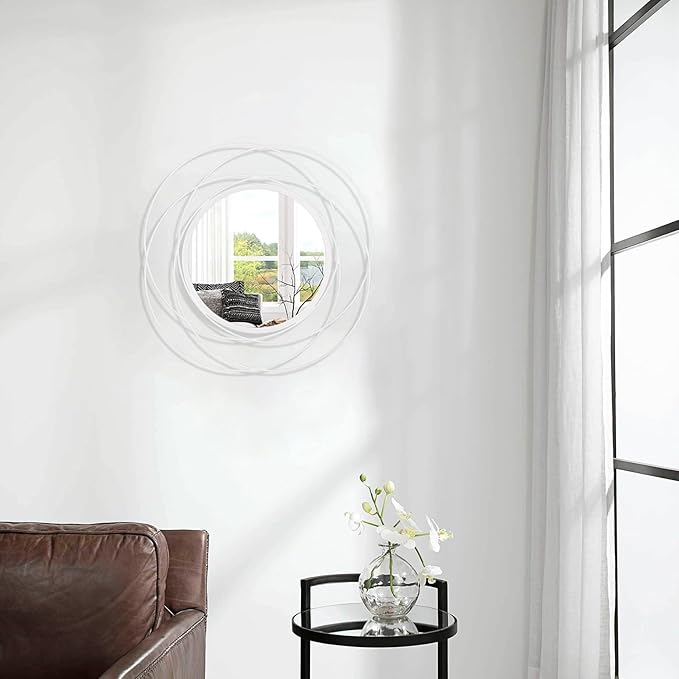 Wall Mirror Modern Metal Frame Arts Circle Mirror for Wall Decorative Home Living Room Balcony Bedroom Bathroom Hallway Farmhouse Entryway Gold 16” x 16”