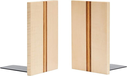 Pandapark Wood Decorative Bookends,Non-Skid Bookend for Shelves,Heavy Duty Bookends,Book Stand for Books/CDs,1 Pair