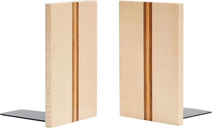 Pandapark Wood Decorative Bookends,Non-Skid Bookend for Shelves,Heavy Duty Bookends,Book Stand for Books/CDs,1 Pair