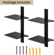 Floating Book Shelves for Wall, 4 Tier Invisible Floating Bookshelf, Vertical Spine Book Tower, Wall Mounted & Space Saving, Heavy Duty Metal Book Organizer for Home Office, 2 Pack Black