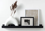 (24 in | 61 cm) Black Pine Wood Wall Mounted Floating Picture Ledge Shelf | Ideal for Bedroom, Kitchen, Bathroom, Office, Easy Installation, Mounting Hardware Included
