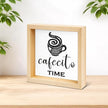 Funny Office Coffee Desk Decor - Funny Office Gift Ideas for Coworker - Double-sided Cafecito Time Wood Box Sign for Farmhouse Home Office Desk Shelf Decor