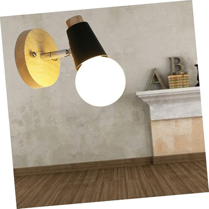 Minimalist Solid Wood Wall Sconce Black Wall Lamp for Bedroom Loft Lighting Decor Space Saving Mounted Fixture for Living Room Dining Study Bathroom Modern Nordic Style Without
