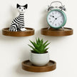 AceList 3-Pack Round Floating Shelves for Wall Decor, 6'' Diameter Acacia Wood Floating Shelf, Cup Plant Wall Shelves for Bedroom, Bedroom, Living Room, Bathroom, Kitchen, Western Decor