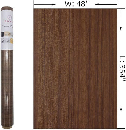 TOTIO 48x354inch Extra Wide Brown Wood Grain Wallpaper Peel and Stick Walnut Textured Contact Paper Warm Brown Wood Vinyl Wrap Matte Thick Waterproof Adhesive Wall Paper Roll Natural Wood Wall Sticker