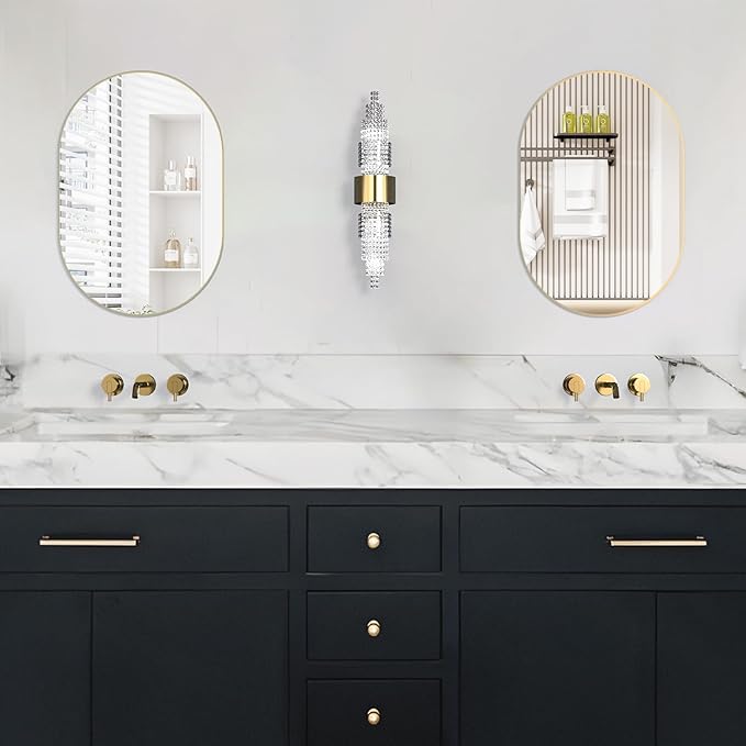 Oval Bathroom Mirror Capsule Wall Vanity Mirror, 24