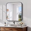 Koonmi Black Framed Bathroom Mirror - 30x22 Inch Shatterproof Tempered Glass Vanity Mirror for Bathroom Sink, Wall Mounted with Matte Aluminum Alloy Frame, No Distortion, Modern Decor