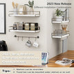 Wall Decor Floating Shelves, Home Decor with Towel Bar/Hooks, Wall Shelves for Bathroom/Living Room/Kitchen/Bedroom, (Black-White) Floating Bathroom Shelves