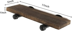 Wall Mounted Floating Shelves, Floating Shelves with Industrial Pipe Brackets Set of 4 Rustic Wood Storage Shelf for Bedroom Living Room Bathroom Kitchen Office and More (4, Brown)
