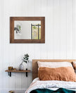 Wood Mirror Rectangular Framed Rustic Vintage Mirrors Decor Farmhouse Bedroom Bathroom Mirror for Dressing Table Entrance Large 20