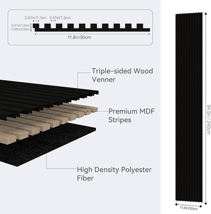 Premium Acoustic Wood Slat Wall Panels – Noise-Reducing Sound Absorption Panels for Home Theater, Studio & Office | Modern Decorative Slat Walling for Echo Control | Eco-Friendly & Easy to Install