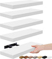Sorbus Floating Shelves for Wall – 16 Inch Floating Shelf for Kitchen, Bedroom, Living Room, Bathroom, Home & Wall Decor - Mounted Bathroom Shelves with Invisible Brackets (White, 5 Pack)