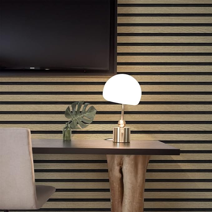 Wallpaper Peel and Stick Wood Grating Stripe Self-Adhesive Wallpaper Faux Wood Contact Paper Wood Slats Self Adhesive Wall Paper PVC Vinyl Film Removable Waterproof (Wood B, 17.3