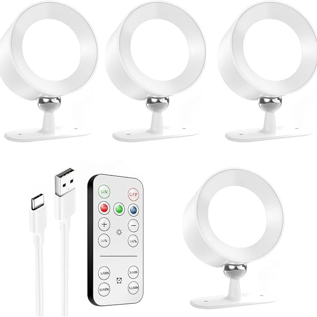 AOMEES Wall Lights Battery Operated Wall Sconce, 3 Color Temperatures & 3 Brightness Levels & Remote and Touch 360°Rotation, Mounted Cordless Lamp Magnetic Rechargeable Led Lights for Bedroom 4PCS