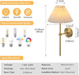 Wall Sconces Sets of 2 White Fabric lampshade Gold Wall Lamp Column Bracket Wall Lighting Bathroom Dresser Hardwired lamp Applicable to Living Room Bedroom Dining Room