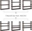 Domax Bamboo Bathroom Shelf 3-Tier Wall Mount Storage Rack Multifunctional Adjustable Layer Free Standing Over Toilet Utility Shelves Living Room Kitchen (Brown)