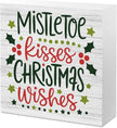 Christmas Decor Christmas Sign Decorations for Home Mistletoe Kisses Xmas Wishes Sign for Home Office Desk Table Cubicle Shelf Xmas Desk Accessories 5 x 5 inch