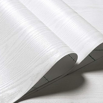 Abyssaly White Wood Paper Self-Adhesive 15.7 in X 196 in Real Wood Grain Touch White Wallpaper Easy to Clean Thicken Perfectly Covers The Surface Without Passing Through The Primary Color