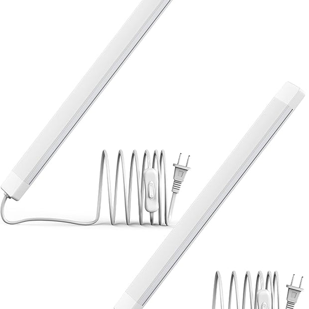 ASOKO 16 Inch Under Cabinet Lights,Plug and Play Under Counter Lighting,6000K Cool White with 700LM Bright,ETL Light Bar with ON/Off Switch for Kitchen, Desk,Workbench-2 Pack