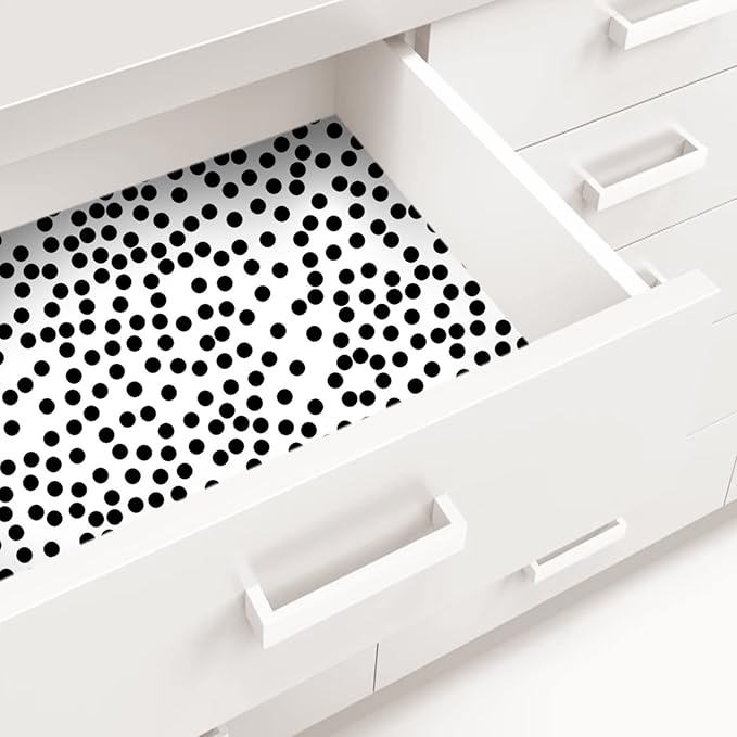 Black and White Polka-Dot Contact Paper Self-Adhesive Contact Paper Moire Dot Peel and Stick Wallpaper Decorative Spots for Walls Nurseryls A Set of 17.3