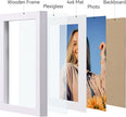 Vittanly 5x7 Picture Frame Set of 4, Display Pictures 4x6 with Mat or 5x7 without Mat, Engineered Wood with Shatter Resistant Plexiglass, Small Photo Frames for Wall or Tabletop Display, White