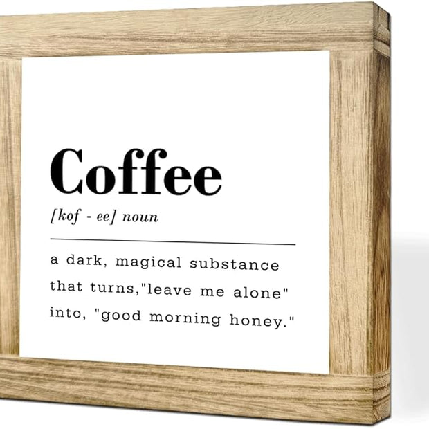 Wood Coffee Sign Funny Coffee Definition Sign Square Handmade Coffees Plaque For Kitchen Office Bar Decor Rustic Farmhouse Wall Art Wooden Coffees Bar Decor Signs 5.9x5.9 inches