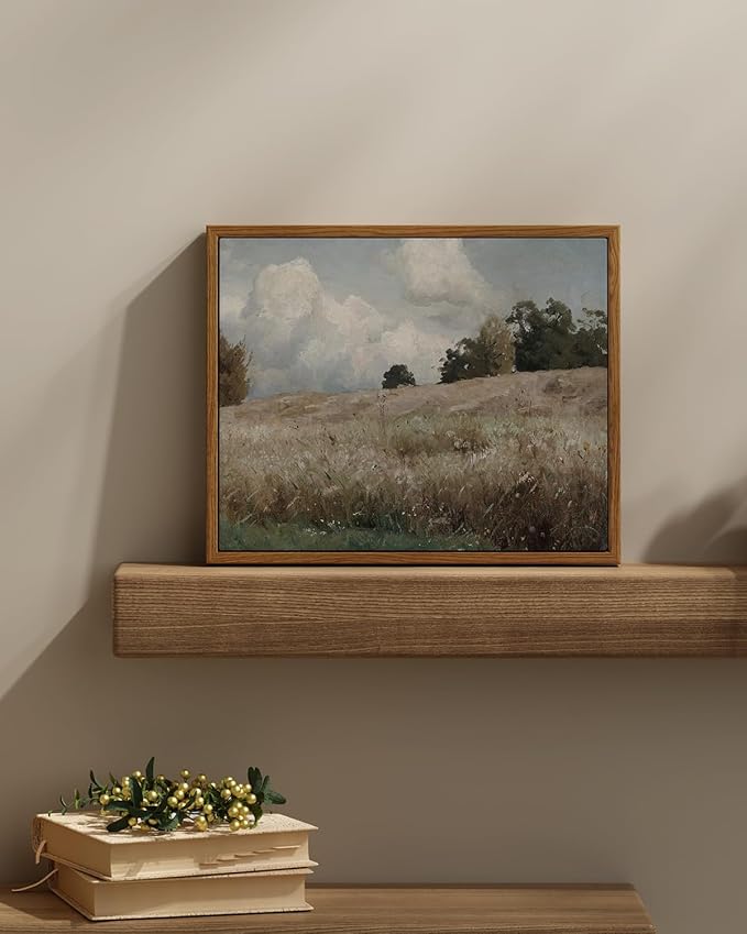 InSimSea Framed Canvas Wall Art Vintage Decor, Cornfield Countryside Scenery Rustic Farmhouse Wall Decoration, Country Decor Wall Art for Bedroom, Living Room Kitchen Bathroom, 11