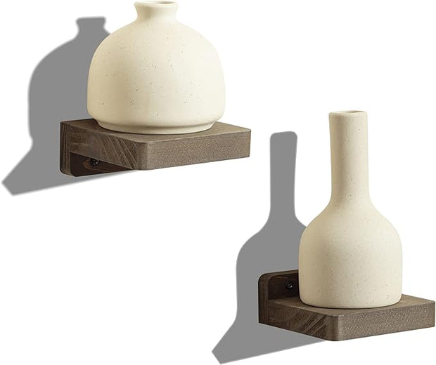 Freezing point Small Floating Shelf for Wall Set of 2 Natural Wood 4Inch Mini Wall Shelves Decor Plant Display Mounted Kitchen Bathroom Bedroom Corner Decorative Storage Tiny Stand Coffee