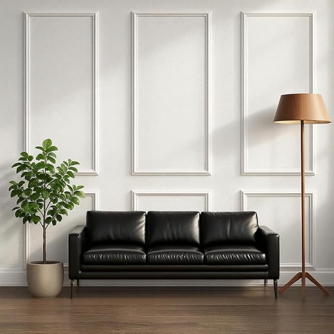 KESHWELL Premade Wall Panels,6 Frame Wall Panels for Interior Wall Decor,Accent Molding Kit,Pre-Cut Wainscoting Panels,Wall Molding Trim for Home Bedroom Livingroom Decor (6 Set,54 x 24'',24x24'')