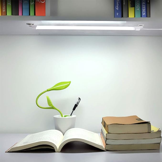 110V LED Under Cabinet Lighting,17inch LED Strip Light Bar with 6ft Power Cord,Magnetic Installation,Super Slim Counter Light,Reading Desk Lamp for Kitchen/Work Table.(White 6000K)
