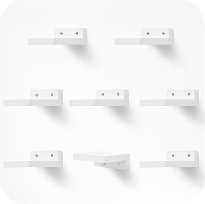 Small Floating Shelf, 4x4 Inch Display Ledges for Wall,Mini Shelves,Rustic Wood Shelf for Bedroom Living Room Bathroom Kitchen (8, Rustic White)