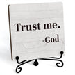 Inspirational Office Desk Decor, Trust Me God Sign, Desk Decorations For Office Home Living Room Classroom, Shelf Decor, Inspirational Christian Gifts, Wooden Plaque With Stand (B02)
