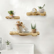 3 Sets Small Floating Shelves for Wall, 3 Size Rustic Live Edge Floating Shelves with Invisible Metal Bracket for Living Room Bedroom Kitchen, Wooden