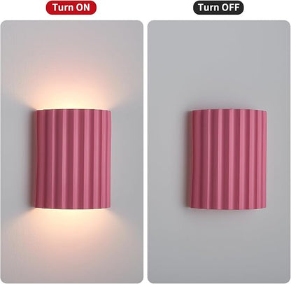 Pink Gypsum Modern LED Wall Sconces Wall Lighting Set of 2, Indoor Hardwired Walls Mount Light Fixtures Up Down Lamp for Hallway Bedroom Living Room Dining Room【Bulbs Included】