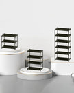3 Tiers Small Shoe Rack,Narrow Stackable Shoe Shelf Organizer,Sturdy Shoe Stand, Non-Woven Fabric Metal Shoe Racks for Entryway, Doorway and Bedroom Closet