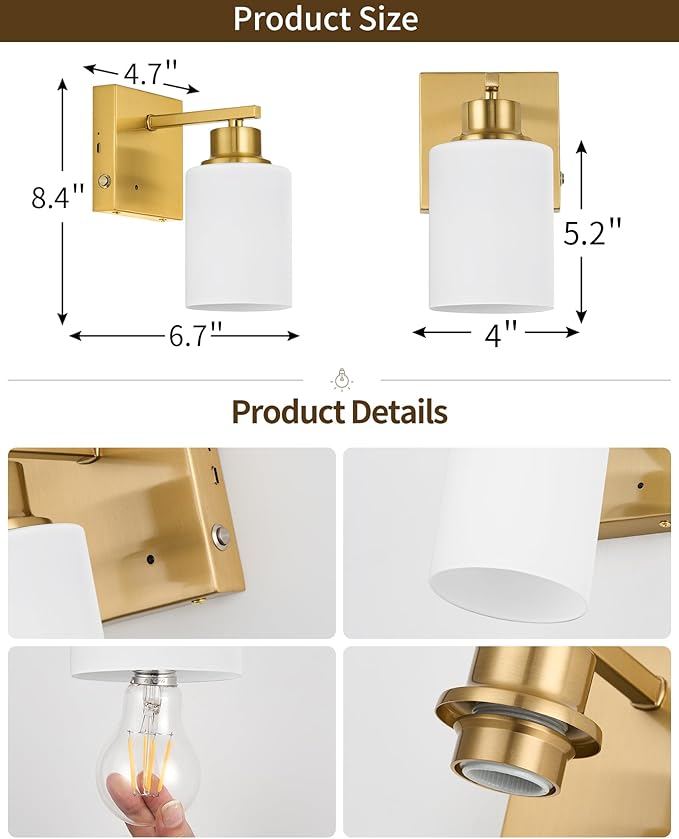 Rechargeable Wall Sconce, Gold Battery Operated Wall Sconce Set of 2 with Timer Function, Easy Install Dimmable Wireless Wall Lamps for Living Room, Bedroom, Hallway, Entryway Decor 3000K
