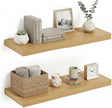 Vivelove Floating Shelves 24 inchs Long, Bathroom Shelves Over Toilet 9.1” Deep, Wall Mounted Wall Shelves for Bedroom, Living Room, Kitchen, Office, Rustic Home Decor, Oak, Set of 2