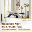 VooBang Wide Arched Wall Mirror, 31 x 32 inch Arch Bathroom Mirror, Wall Mounted Vanity Mirror with Arch Metal Frame, Modern Bathroom Vanity Mirror for Bedroom, Living Room, Hanging or Leaning, Gold