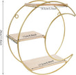 Floating Shelves Wall Mounted, 3-Tier Storage Display Rack Storage Display Rack Metal Wall Mount Display Organizer Holder for Home Decor,Gold (1, Round+ Moon)