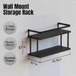 RICHER HOUSE Dual-Level Guardrail Floating Shelves, Rustic Wood Bathroom Shelf Wall Mounted, Over Toilet Paper Storage Shelves for Wall Decor, Bathroom Organizers - Black